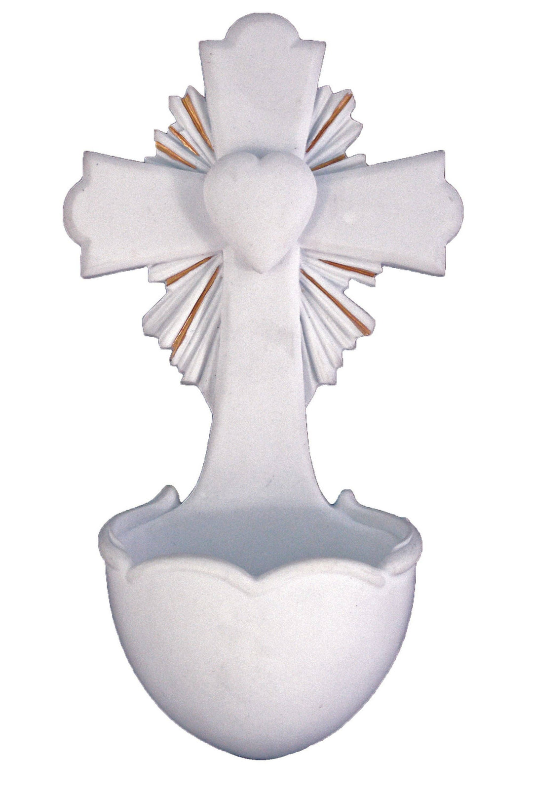 Crucifixion Heart Font in White 6"