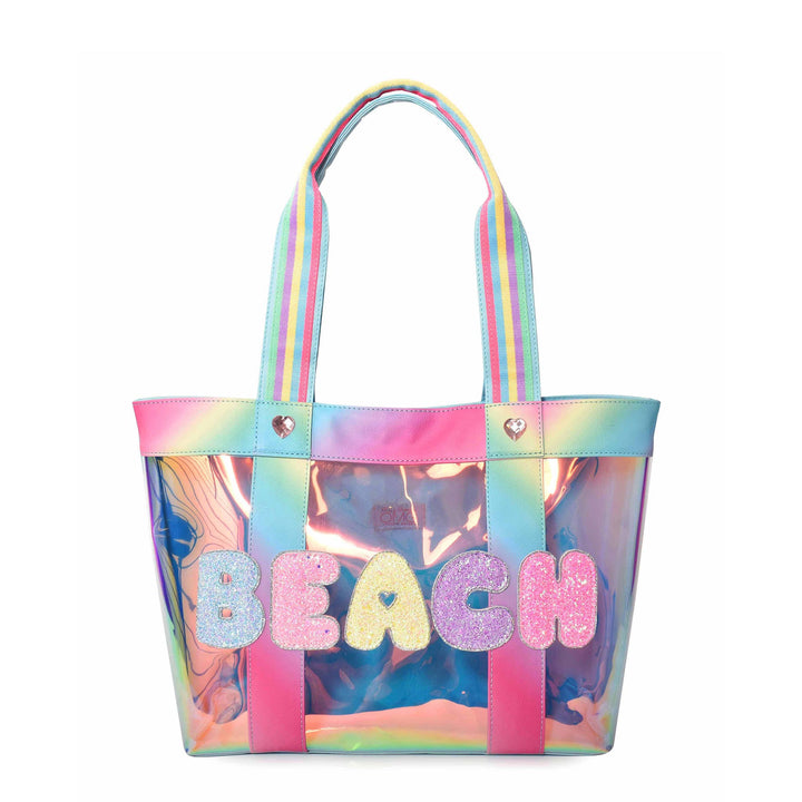 Sparkle And Shine Glazed Holographic Beach Bag with SHOULDER STRAP