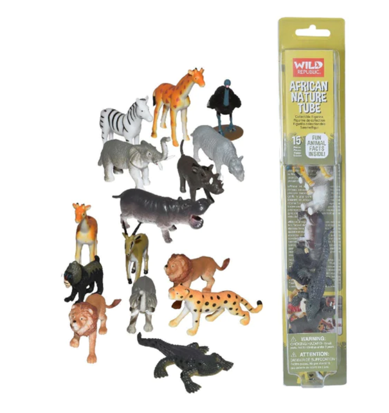 Tube of African Figurines with Playmat
