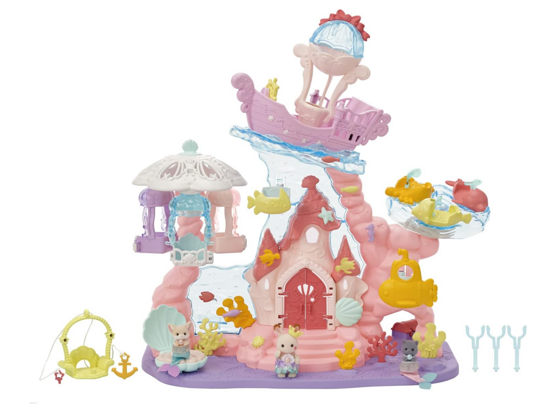 Calico Critters Baby Mermaid Castle - Dollhouse Playset with 3 Collectible Doll Figures