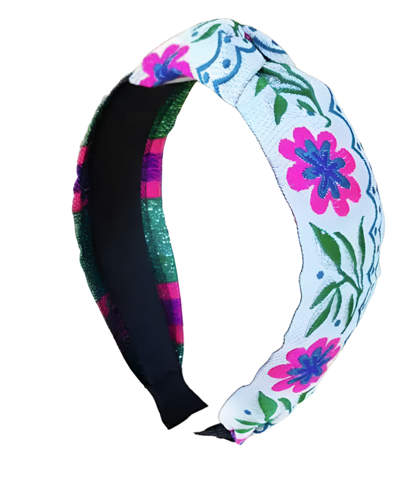 Handmade Embroidered Flower Headband