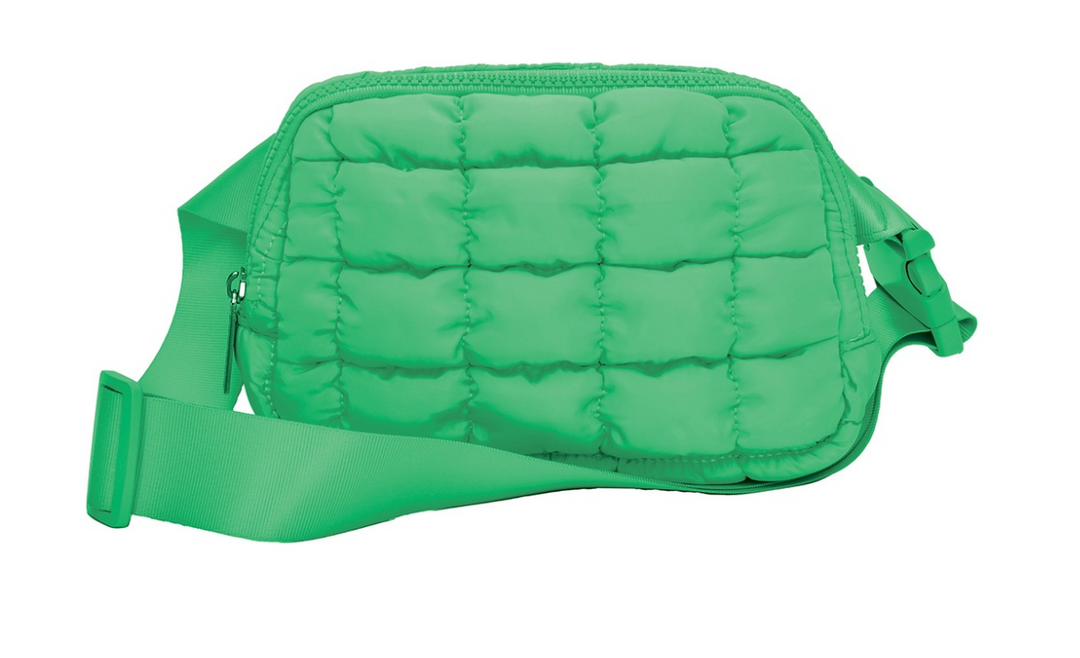 Glam Green Quilted Belt Bag