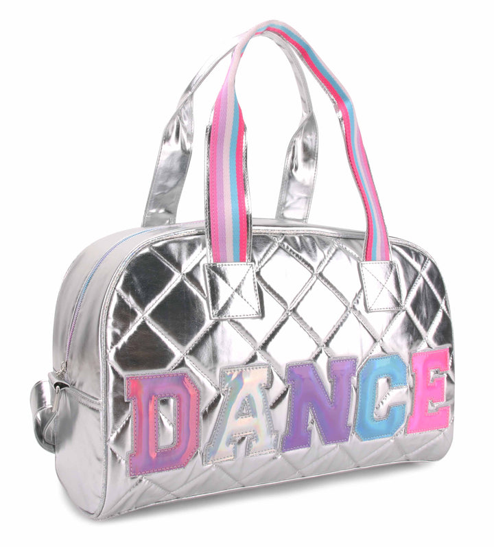 Dance' Quilted Metallic Silver Medium Duffle Bag