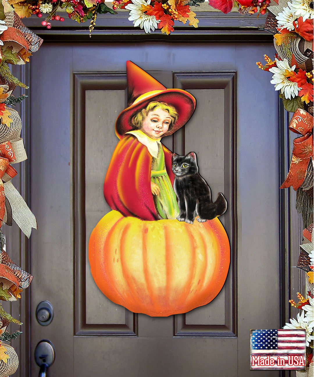 Pumpkin Fairy Wooden Door Hanger - Victoria's Toy Station