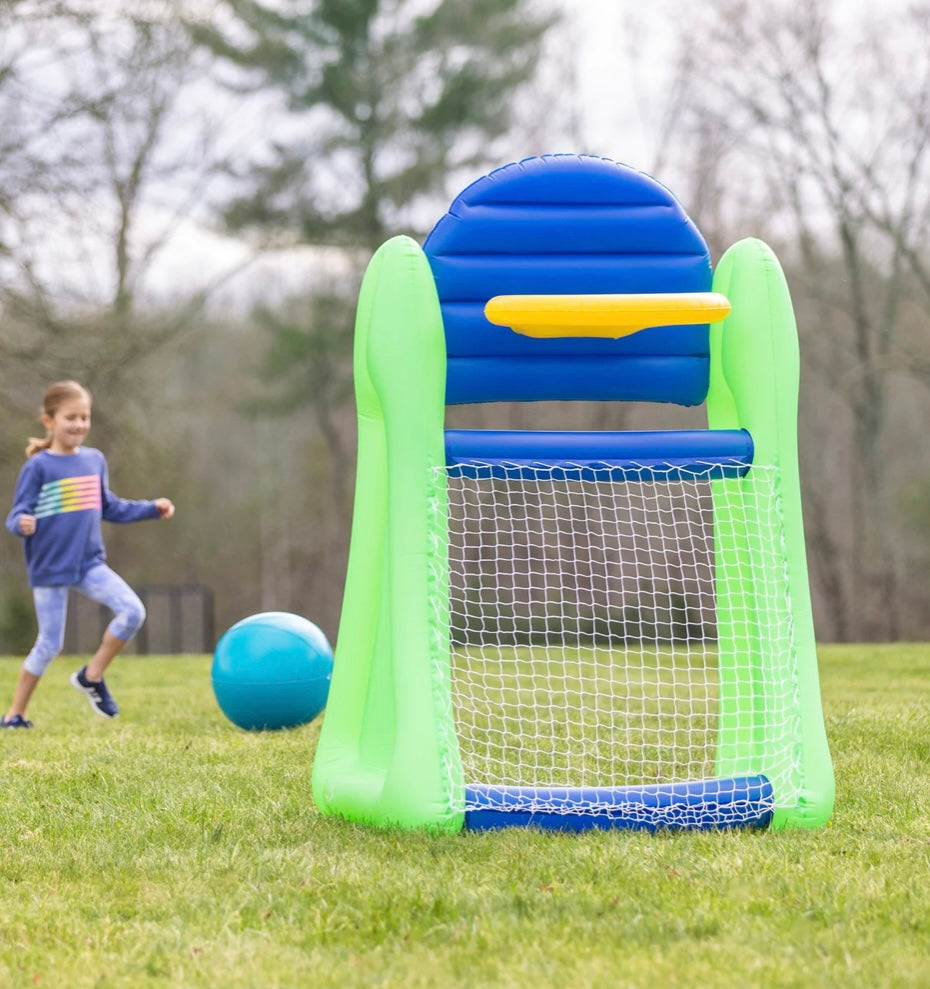 2-in-1 Inflatable Basketball & Soccer