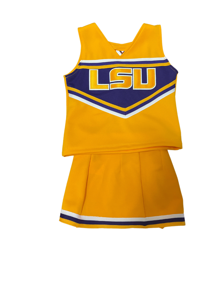 Girls Toddler Purple/Gold LSU Tigers Two-Piece Cheer Captain Jumper Dress &  Bloomers Set