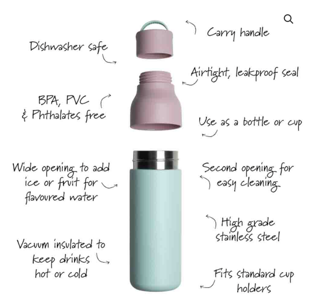 Active Water Bottle 17oz – Mint & Pink