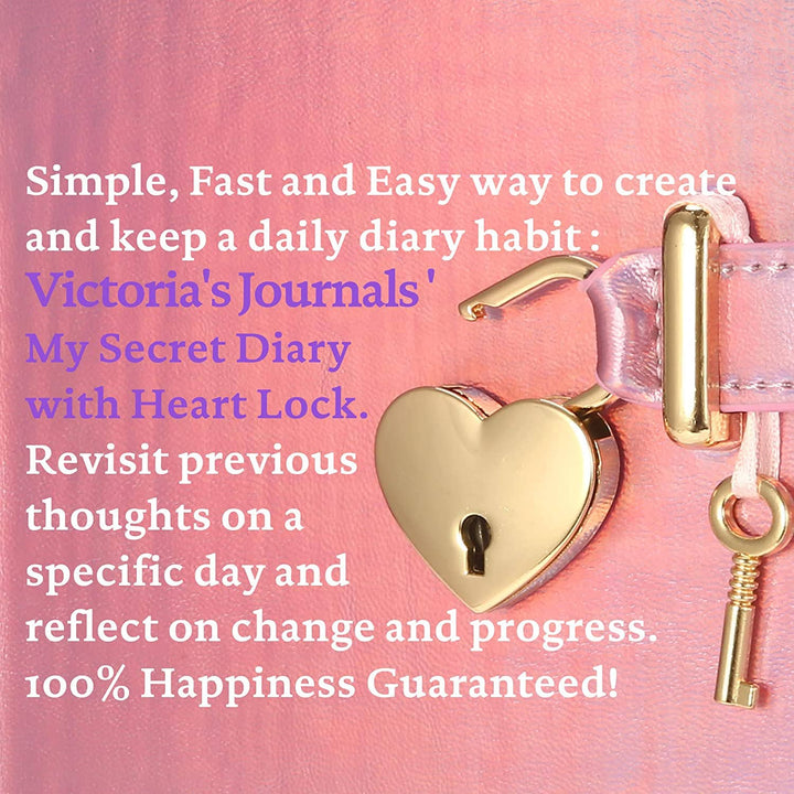 Victoria's Journals - Heart Lock Journal for Girls with Key (Metallic Lilac) - Victoria's Toy Station