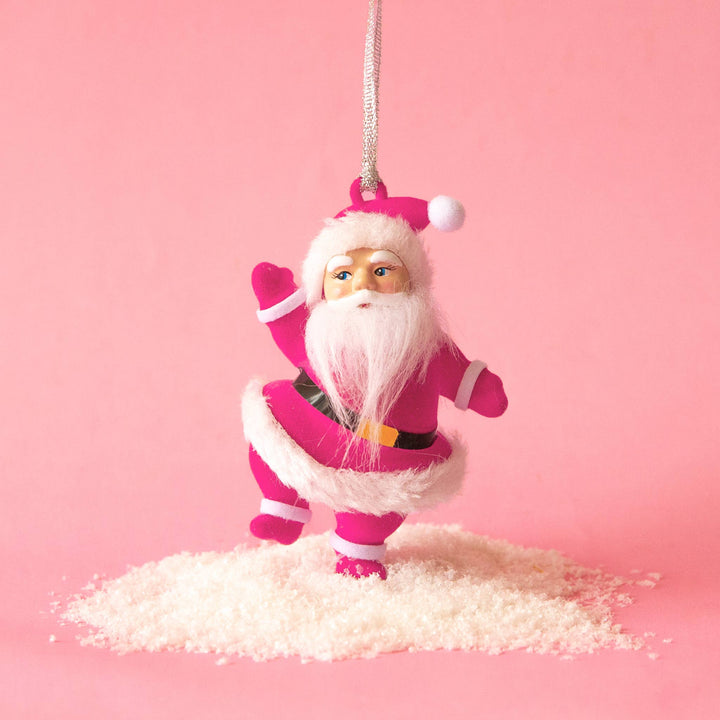 Retro Dancing Christmas Santa Ornament