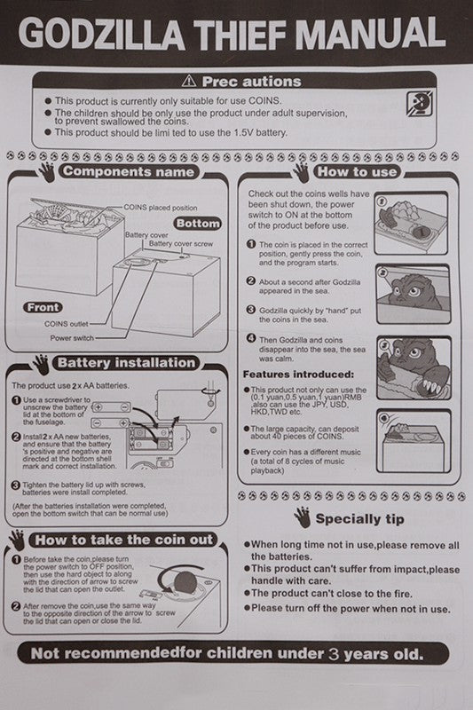 Godzilla Money Stealing Piggy Bank - Victoria's Toy Station