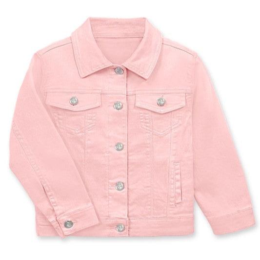 Girl's Basic Wash Denim Jacket in Pink