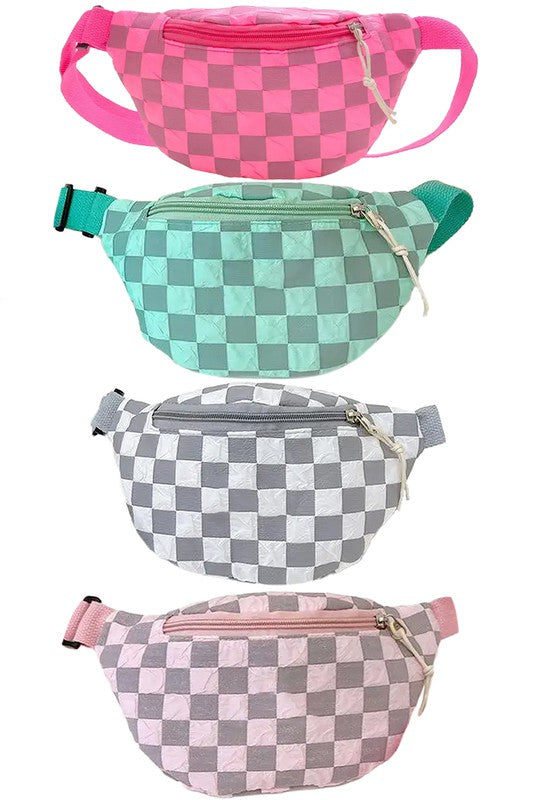 Checkered Plaid Crinkle Waist Bum Bag - Victoria's Toy Station