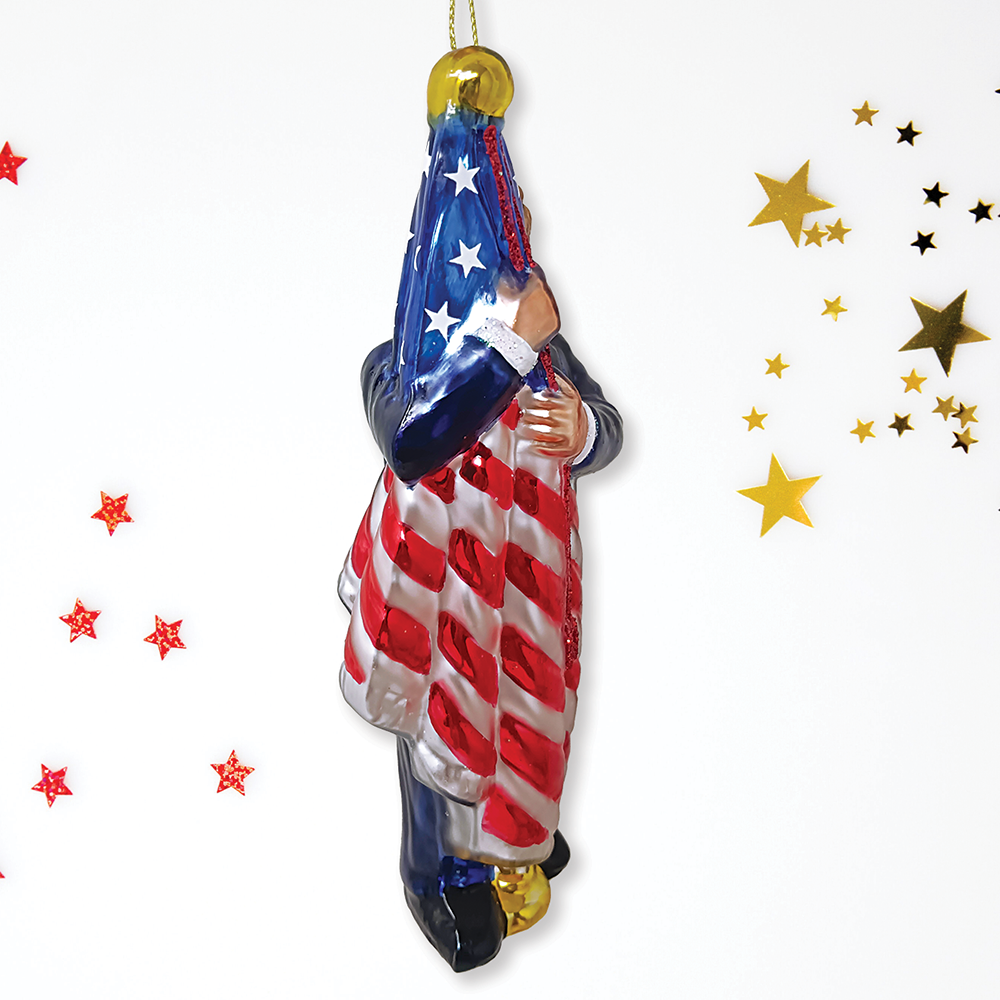 Donald Trump Kissing the American Flag Glass Ornament {PRE-ORDER SET TO ARRIVE Nov 11 - 14} - Victoria's Toy Station