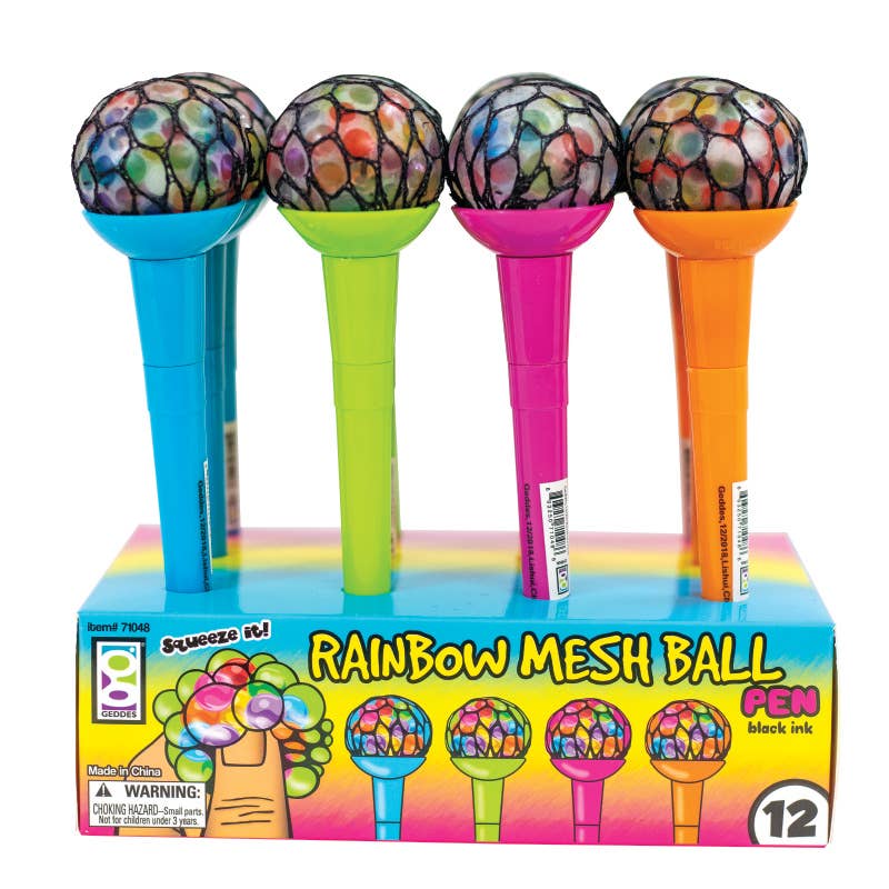 Rainbow Mesh Boba Ball Pen 12/dsp - Victoria's Toy Station