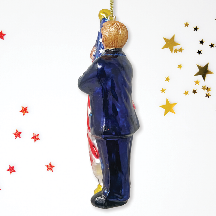 Donald Trump Kissing the American Flag Glass Ornament {PRE-ORDER SET TO ARRIVE Nov 11 - 14} - Victoria's Toy Station