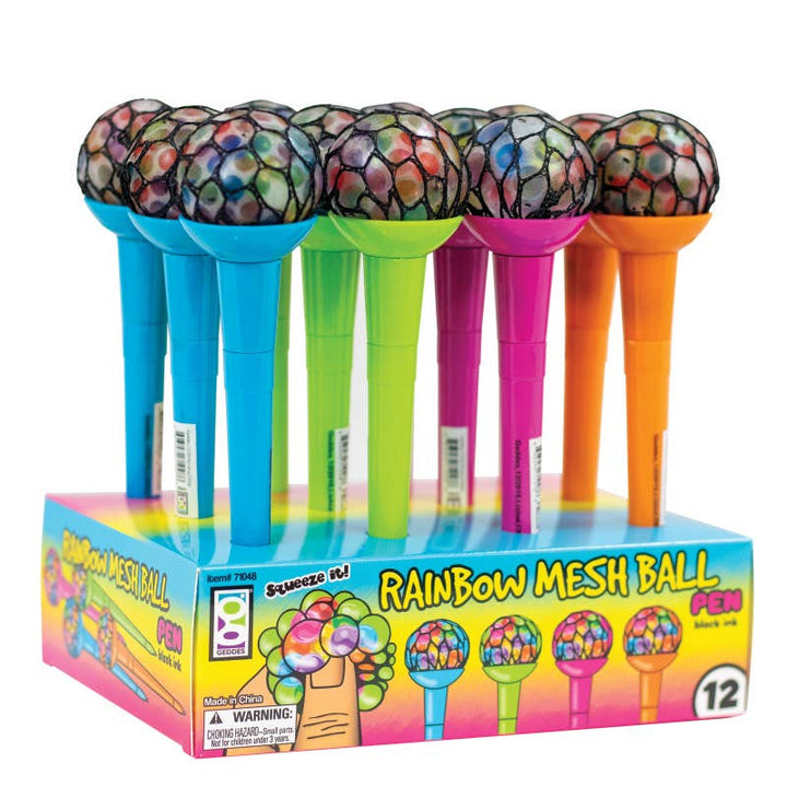 Rainbow Mesh Boba Ball Pen 12/dsp - Victoria's Toy Station