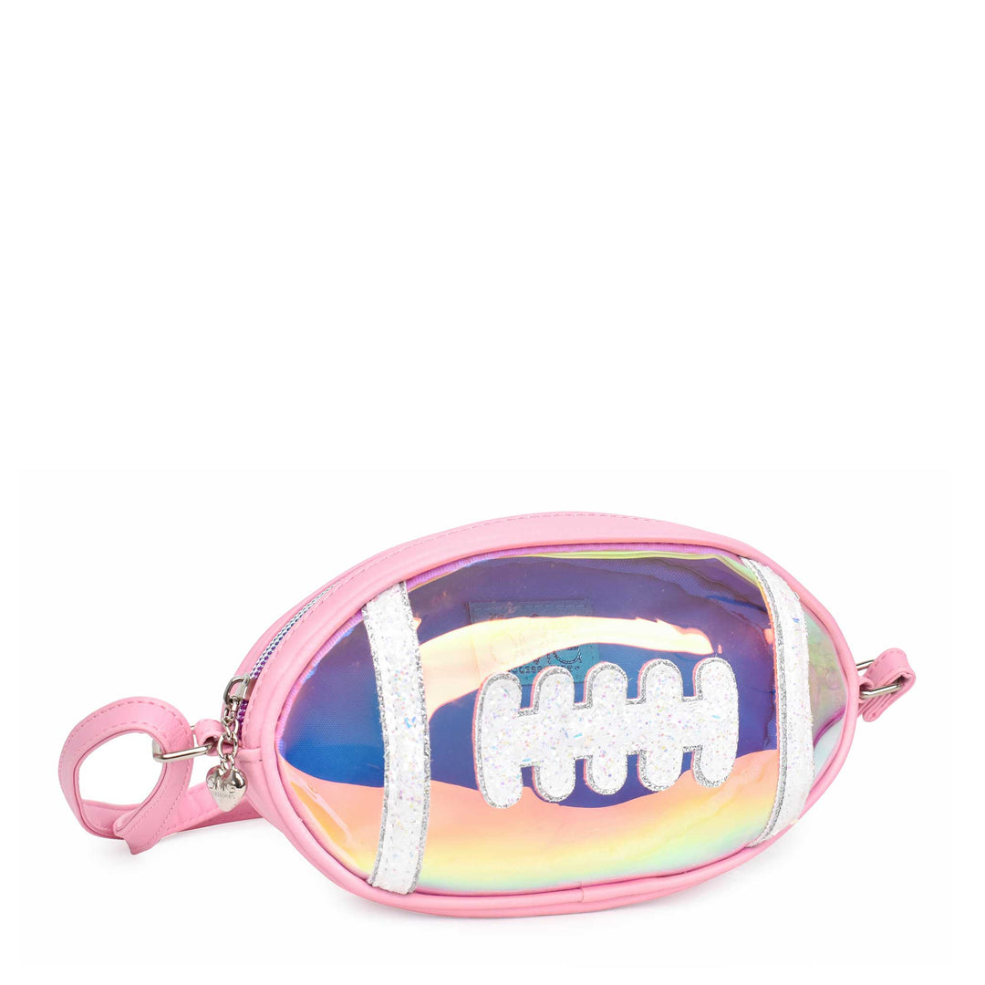 Football-Shaped Clear Glazed Crossbody Bag - Victoria's Toy Station