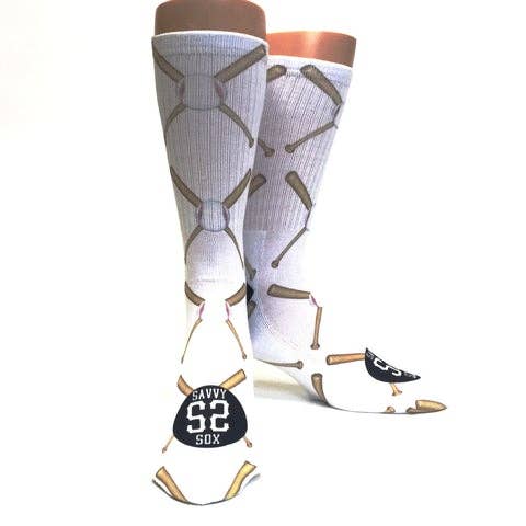 CROSSED BASEBALL BATS Novelty Baseball Socks - Victoria's Toy Station