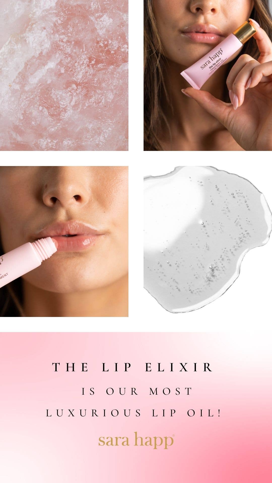 Sara Happ - The Lip Elixir - Luxury Lip Oil with Rose Quartz Rollerball