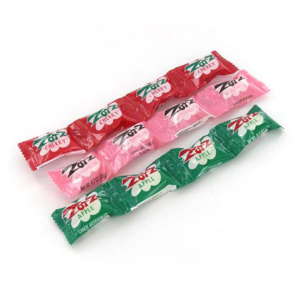 Zotz Fizzy Old Fashioned Hard Candy Assorted Fruit Flavored, Cherry, Apple, Watermelon Individually Wrapped