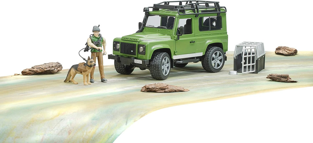 Land Rover Defender w/Forester and Dog