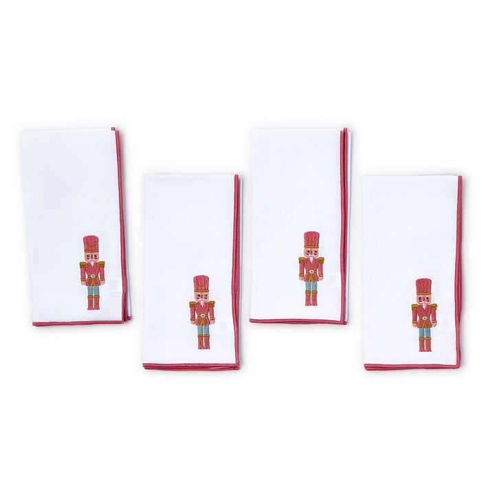 Nutcracker Set of 4 Embroidered Napkins with Merrow-Stitched Trim