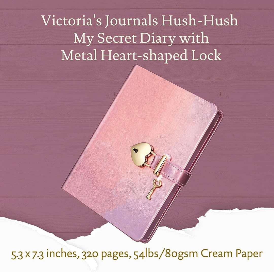 Victoria's Journals - Heart Lock Journal for Girls with Key (Metallic Lilac) - Victoria's Toy Station