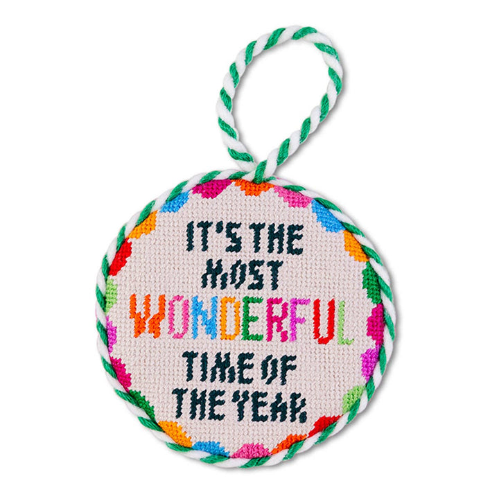 Wonderful Time-Needlepoint Ornament - Victoria's Toy Station