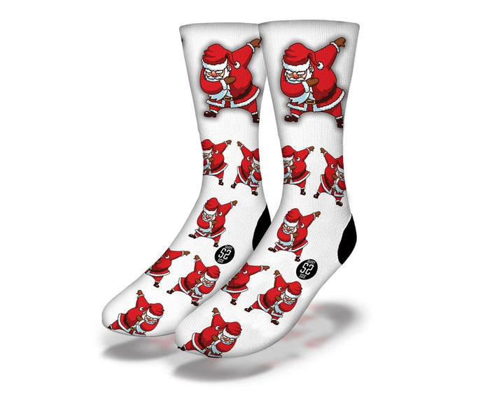 DABBING SANTA Funny Christmas Socks (White)