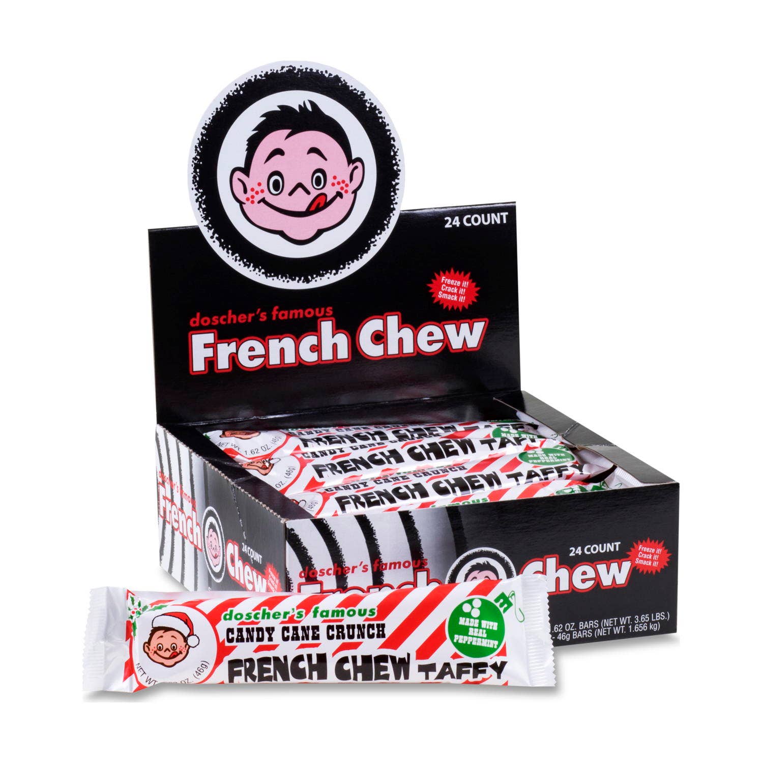 Candy Cane Crunch French Chew Taffy Bars : 24-Count Box – Victoria's ...