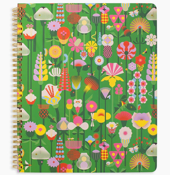 Rough Draft Large Notebook, Geometric Flowers