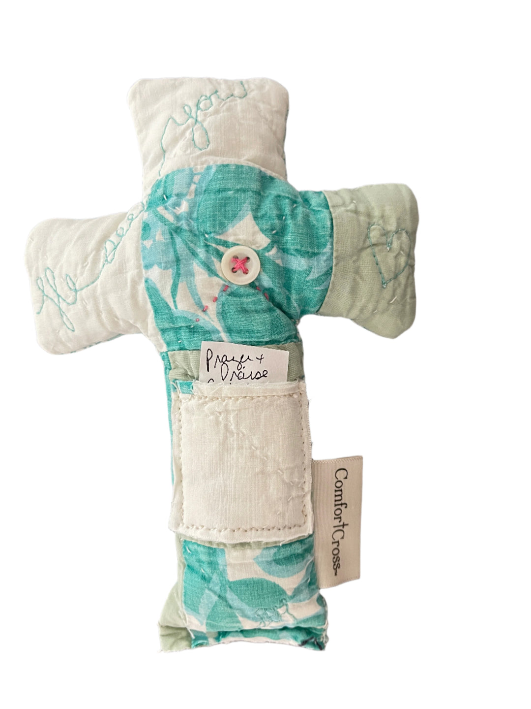 Quilted Prayer Weighted Cross - Prayer Cross - Comfort Cross - Victoria's Toy Station