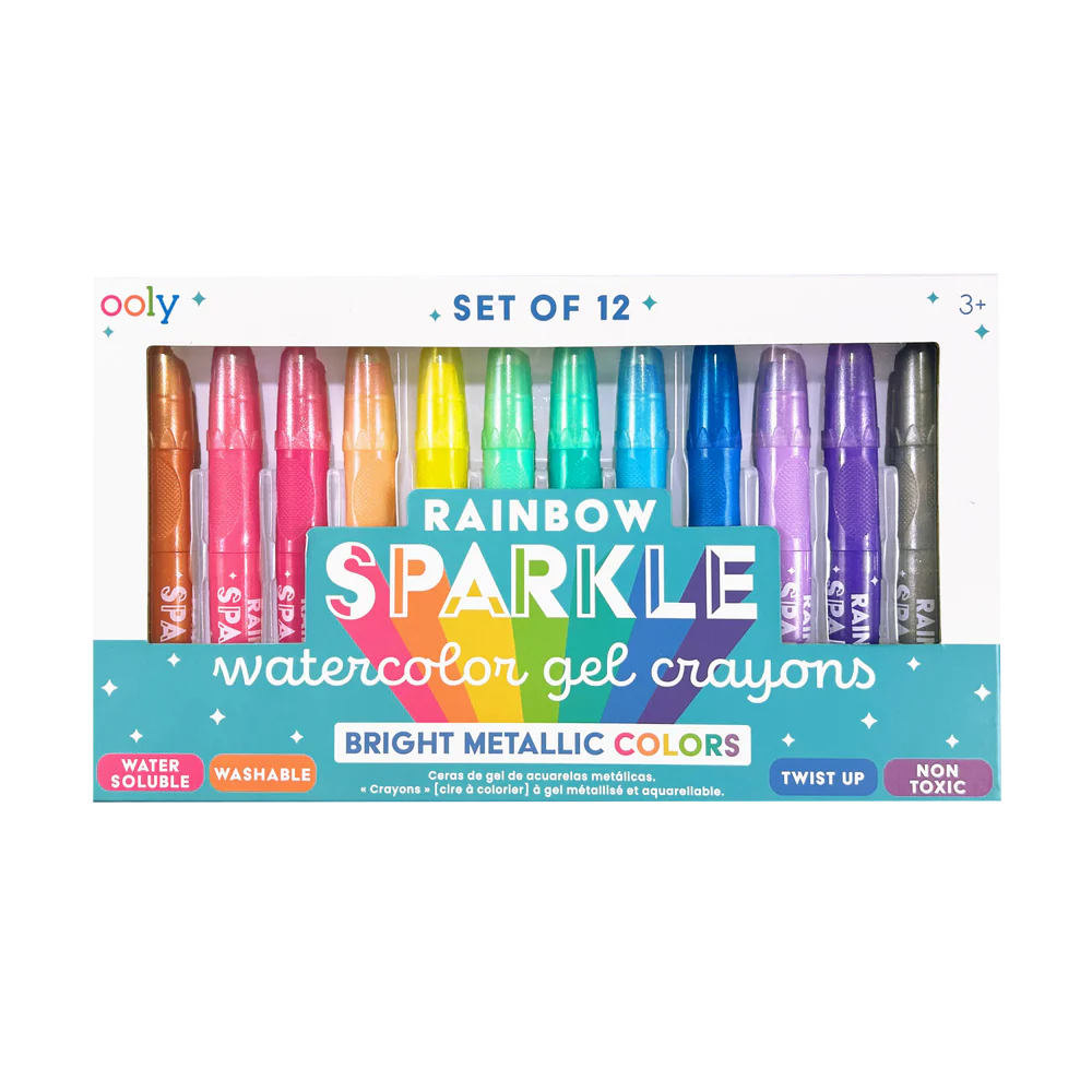 Rainbow Sparkle Metallic Watercolor Gel Crayons - Set of 12 - Victoria's Toy Station