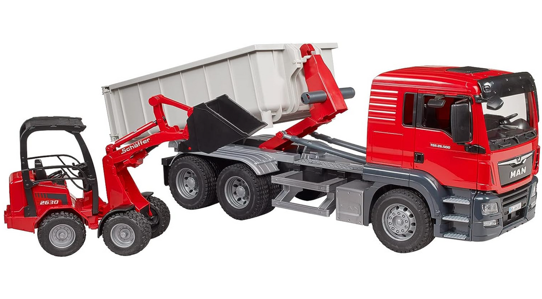 NEW MAN TGS truck with Roll-Off-Container w compact loader – Victoria's Toy  Station