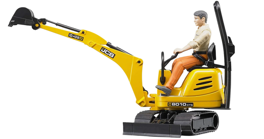 JCB Micro excavator 8010 CTS and Construction worker - Victoria's Toy Station