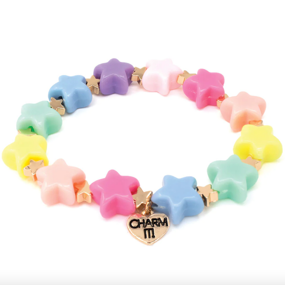 Gold Pastel Star Stretch Bead Bracelet - Victoria's Toy Station