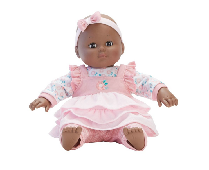 Baby Cuddles Pink Floral Dark Skin - Victoria's Toy Station