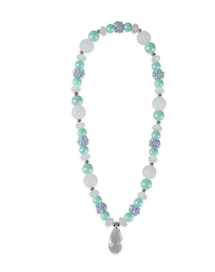 Frozen Crystal Necklace, Teal/White
