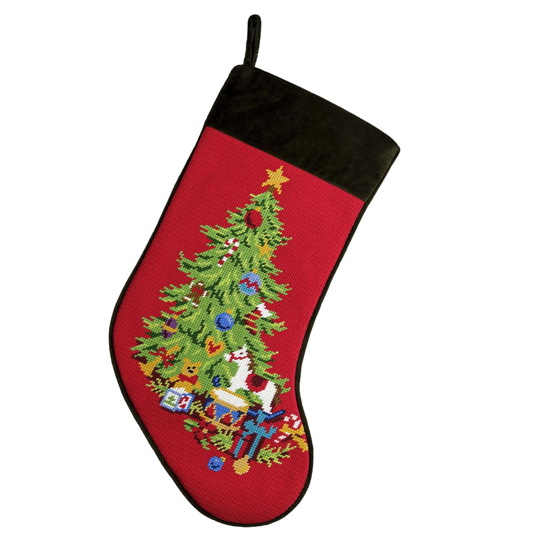 Christmas Tree Embroidered Christmas Stocking - Victoria's Toy Station