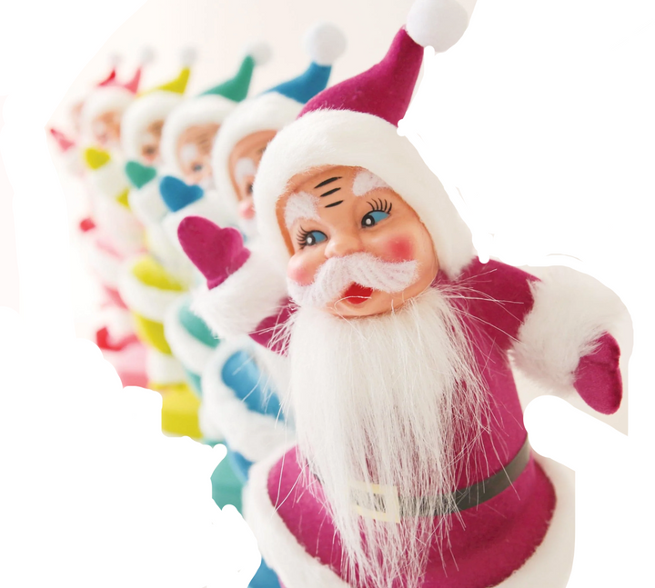 retro flocked Santa 14.5" - Victoria's Toy Station