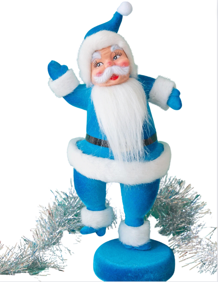 retro flocked Santa 14.5" - Victoria's Toy Station