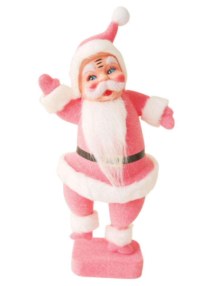 retro flocked Santa 14.5" - Victoria's Toy Station