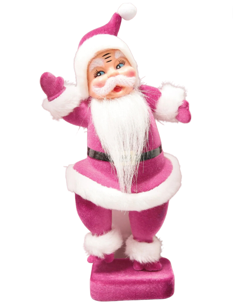 retro flocked Santa 14.5" - Victoria's Toy Station