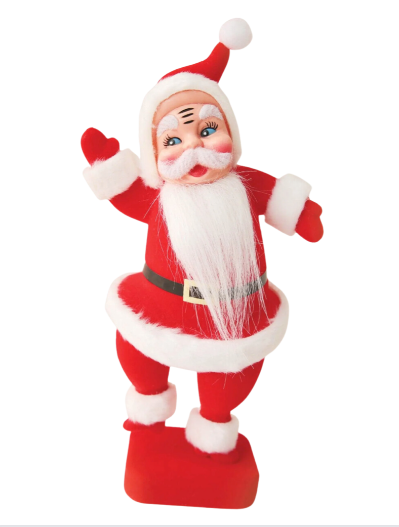 retro flocked Santa 14.5" - Victoria's Toy Station