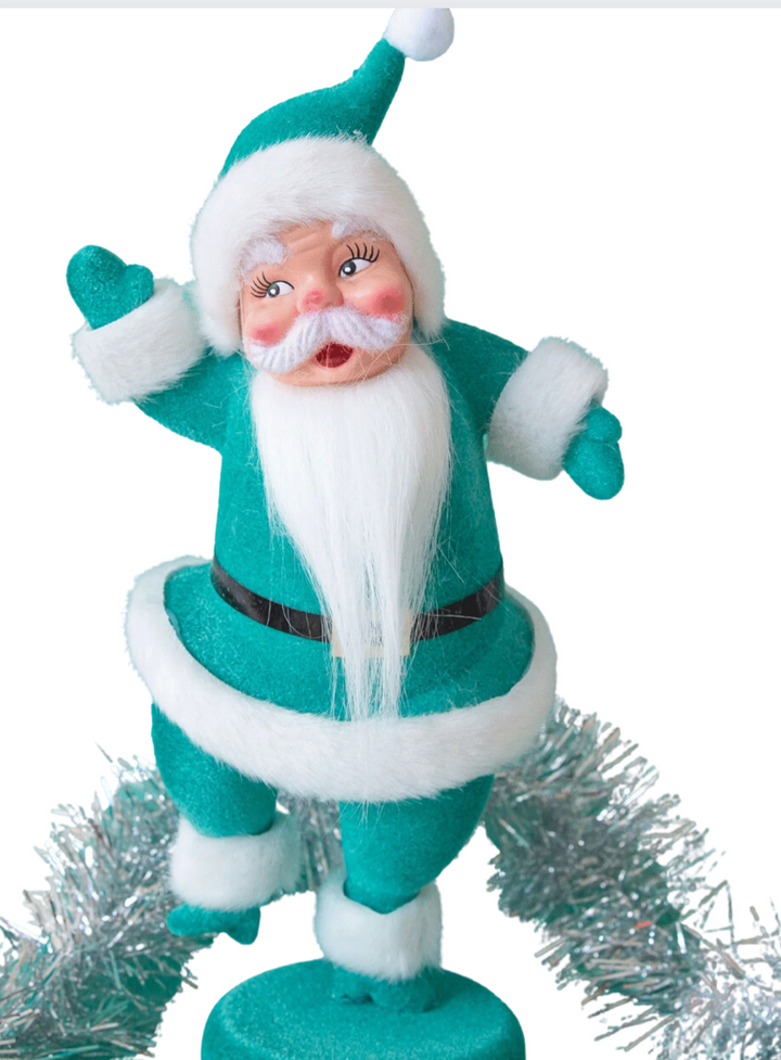 retro flocked Santa 14.5" - Victoria's Toy Station