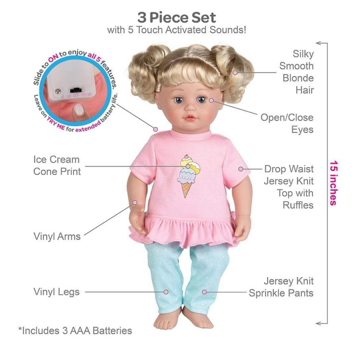 Cuddle & Coo Interactive Talking Doll Baby Sweet Dreams 3-Piece Set - Victoria's Toy Station