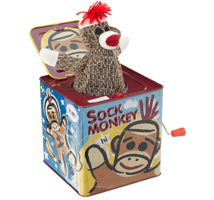 Original Sock Monkey Jack-In-The-Box