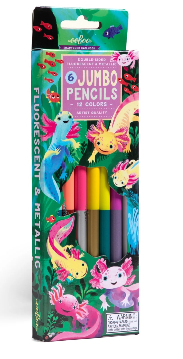 Axolotl 6 Jumbo Double-Sided Pencils - Victoria's Toy Station