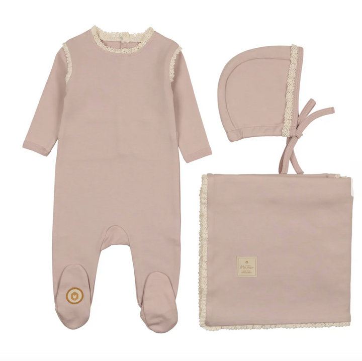 Rose Smoke Elegant Trim Layette Set - Victoria's Toy Station