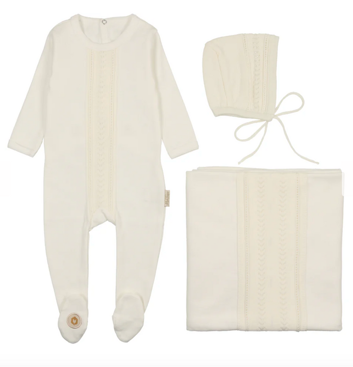 Ivory Strip of Sweetness Layette Set - Victoria's Toy Station